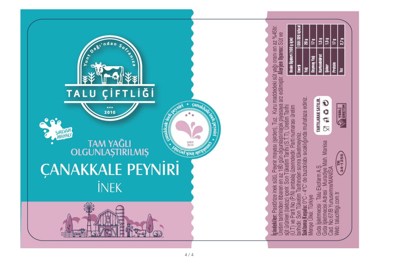 TALU ÇANAKKALE İNEK BEYAZ 500 GR